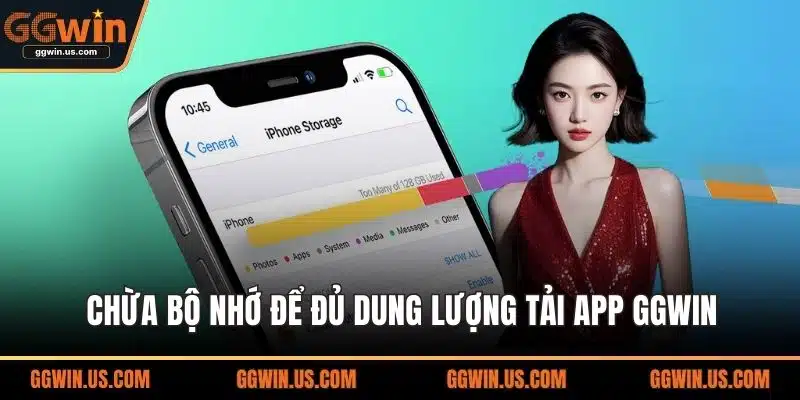 Chừa bộ nhớ để đủ dung lượng tải app GGWIN